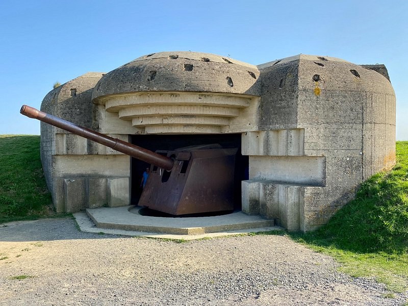 A German naval gun still in its concrete casemate on the clifftop